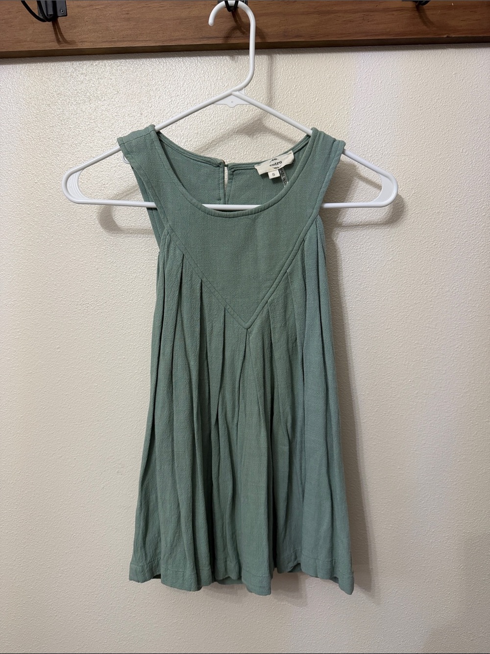 Entro Sleeveless Sage Green Pleated Tank Top